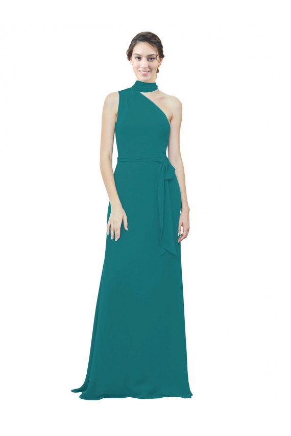 Vert Chasseur Trapèze Mousseline Longue Robes demoiselle d'honneur Prix Réduit