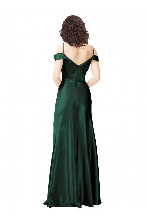 Vert Chasseur Trapèze Épaule Dénudée Bretelles spaghetti Satiné Stretch Longue Formelles Robes demoiselle d'honneur / Robes de soirée / Robes de bal Prix Réduit