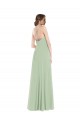 Vert Sauge Trapèze Scoop Mousseline Longue Robes demoiselle d'honneur Prix Réduit