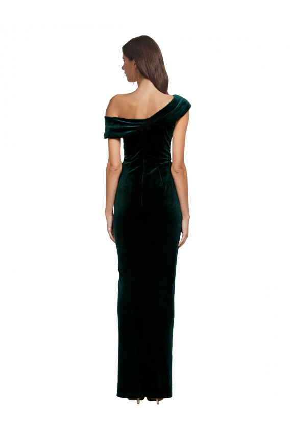 Vert foncé Fourreau Épaule Dénudée Velours Stretch Longue Asymétrique Formelles Robes demoiselle d'honneur / Robes de soirée / Robes de bal Prix Réduit