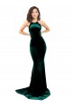 Vert foncé Sirène Col Haut Balayage train Velours Stretch Longue Formelles Robes demoiselle d'honneur / Robes de soirée / Robes de bal Prix Réduit