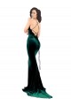 Vert foncé Sirène Col Haut Balayage train Velours Stretch Longue Formelles Robes demoiselle d'honneur / Robes de soirée / Robes de bal Prix Réduit
