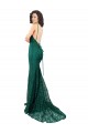 Vert foncé Sirène Col V Dentelle Longue Robes demoiselle d'honneur / Robes de bal Prix Réduit