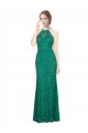 Vert foncé Sirène Licou Col Haut Dentelle Longue Robes demoiselle d'honneur / Robes de bal Prix Réduit