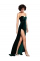 Vert foncé Trapèze Balayage train Velours Stretch Longue Robes demoiselle d'honneur / Robes de bal Prix Réduit