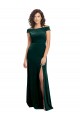 Vert foncé Trapèze Col Carré Velours Stretch Longue Formelles Robes demoiselle d'honneur / Robes de soirée / Robes de bal Prix Réduit