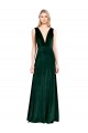 Vert foncé Trapèze Col V Velours Stretch Longue Formelles Robes demoiselle d'honneur / Robes de soirée / Robes de bal Prix Réduit