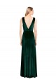 Vert foncé Trapèze Col V Velours Stretch Longue Formelles Robes demoiselle d'honneur / Robes de soirée / Robes de bal Prix Réduit