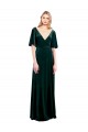 Vert foncé Trapèze Col V Velours Stretch Longue Robes demoiselle d'honneur / Robes de bal Prix Réduit