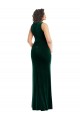 Vert foncé Trompette Col Carré Velours Stretch Longue Robes demoiselle d'honneur / Robes de bal Prix Réduit