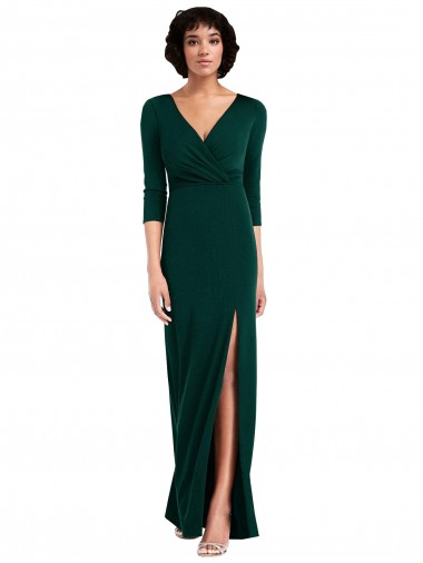 Vert foncé Trompette Col V Spandex Longue Formelles Robes demoiselle d'honneur / Robes de soirée / Robes de bal Prix Réduit