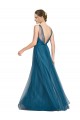 Vert sarcelle Trapèze Col V Tulle Longue Robes demoiselle d'honneur Prix Réduit