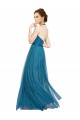 Vert sarcelle Trapèze Licou Col Haut Tulle Longue Robes demoiselle d'honneur Prix Réduit