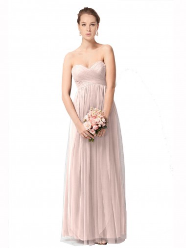 Vintage Rose Trapèze Tulle Longue Robes demoiselle d'honneur Prix Réduit