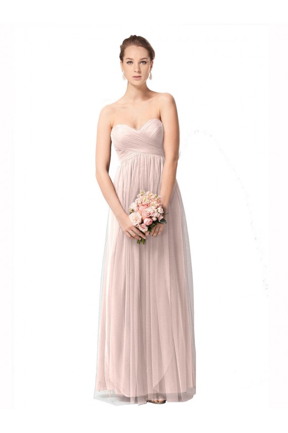 Vintage Rose Trapèze Tulle Longue Robes demoiselle d'honneur Prix Réduit