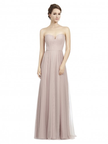 Vintage Rose Trapèze Tulle Longue Robes demoiselle d'honneur Prix Réduit