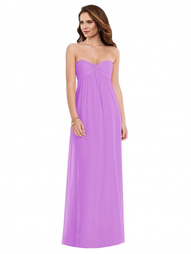 Violet Trapèze Mousseline Longue Robes demoiselle d'honneur Prix Réduit