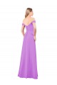 Violet Trapèze Épaule Dénudée Mousseline Longue Robes demoiselle d'honneur Prix Réduit